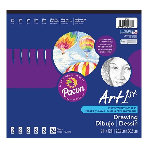 Ucreate Art1st® Drawing Paper Pad, Heavyweight, 9x12, 24 Sheets/Pad, PK6 P4735
